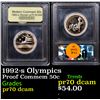 Image 1 : Proof 1992-s Olympics Modern Commem Half Dollar 50c Graded GEM++ Proof Deep Cameo By USCG