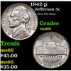 Image 1 : 1942-p Jefferson Nickel 5c Grades GEM+ Unc