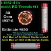 Image 1 : Shotgun Lincoln 1c roll, 1957-d 50 pcs Bank Wrapper.