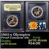 Image 1 : Proof 1992-s Olympics Modern Commem Half Dollar 50c Graded GEM++ Proof Deep Cameo By USCG