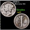 Image 1 : 1918-s Mercury Dime 10c Grades vg+