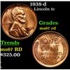 Image 1 : 1938-d Lincoln Cent 1c Grades GEM++ Unc RD