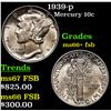 Image 1 : 1939-p Mercury Dime 10c Grades GEM++ FSB
