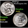 Image 1 : 1942-p Washington Quarter 25c Grades GEM+ Unc