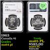 Image 1 : NGC 1963 Canada Dollar $1 Graded ms64 pl By NGC
