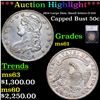 Image 1 : ***Auction Highlight*** 1834 Large Date, Small letters Capped Bust Half Dollar O-104 50c Graded ms61