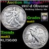 Image 1 : ***Auction Highlight*** 1917-d Obverse Walking Liberty Half Dollar 50c Graded Select Unc BY USCG (fc