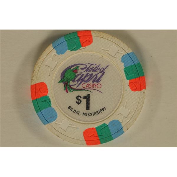 $1 ISLE CAPRI CASINO CHIP. BILOXI, MISSISSIPPI