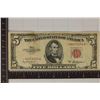 Image 1 : 1953-A US $5 RED SEAL NOTE STAR NOTE