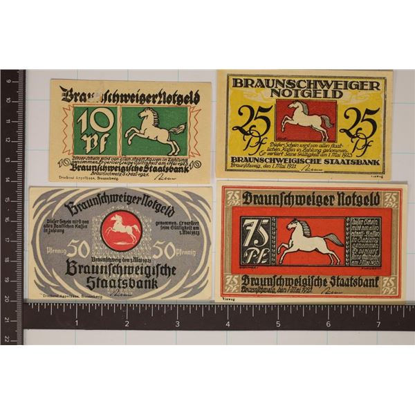 4-1921 GERMAN BRAUNSCHWEIG NOTGELDS (CRISP UNC)