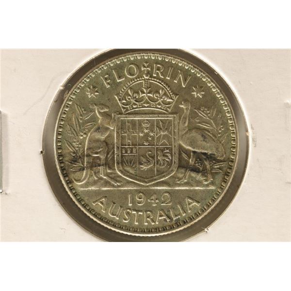 1942 AUSTRALIA SILVER FLORIN .3364 OZ. ASW