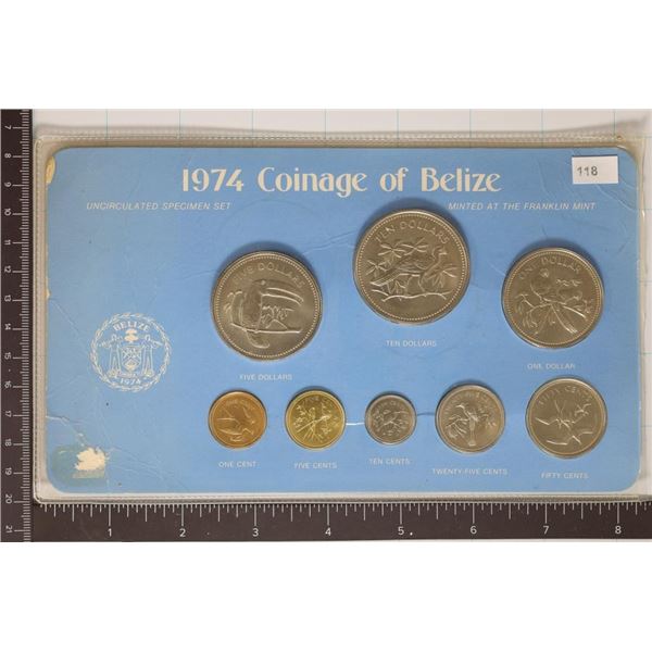 1974 COINAGE OF BELIZE 8 COIN UNC SPECIMEN SET