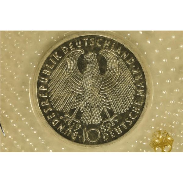 1989 GERMAN SILVER PROOF 10 MARK .3115 OZ. ASW