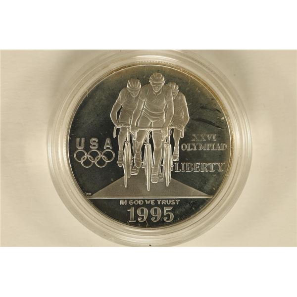 1995-P US PROOF SILVER $1 OLYMPIC CYCLING