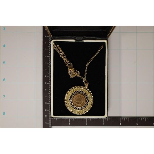 1898 INDIAN HEAD CENT IN GOLD FILLED NECKLACE AND