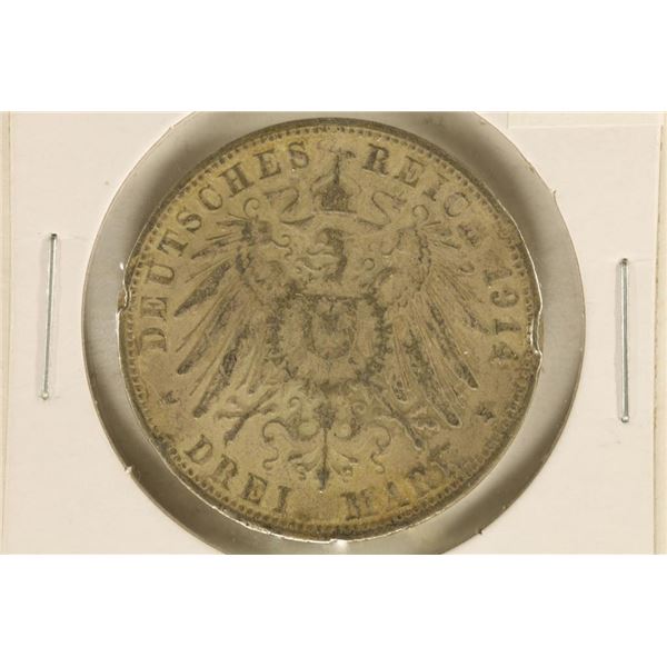 1914-F GERMAN SILVER 2 MARK .4823 OZ. ASW