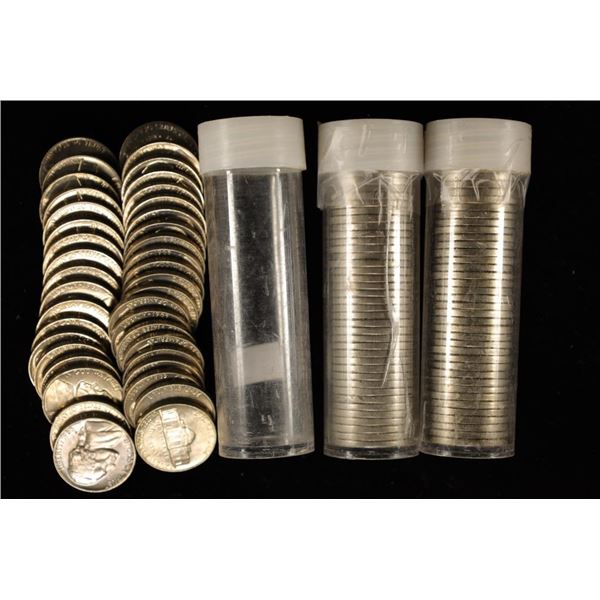 3 SOLID DATE ROLLS OF JEFFERSON NICKELS: 1949,