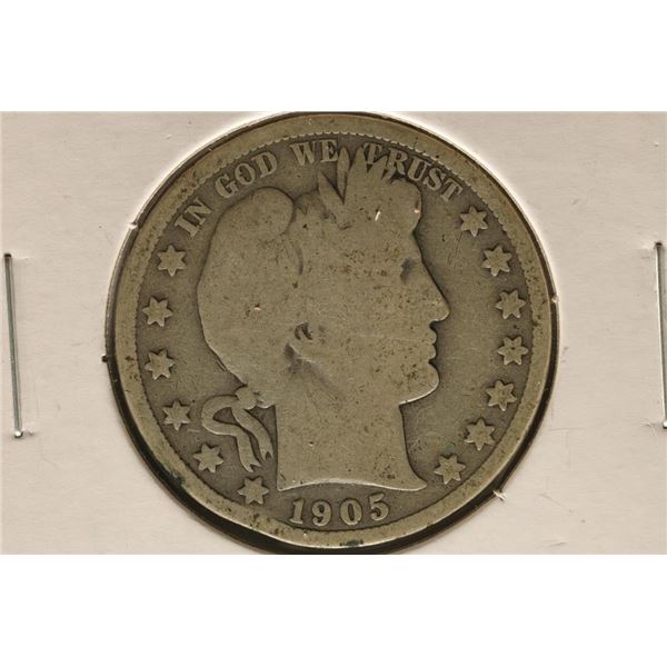 1905 SILVER BARBER HALF DOLLAR