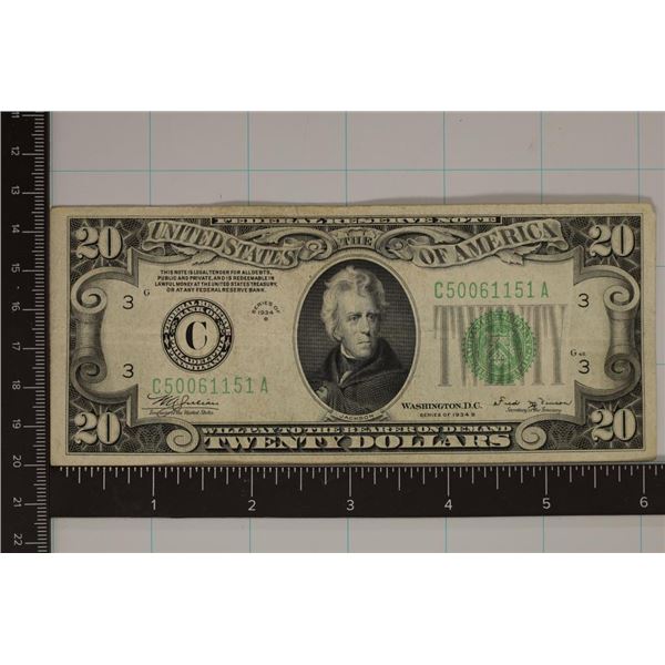 1934-B US $20 GREEN SEAL NOTE