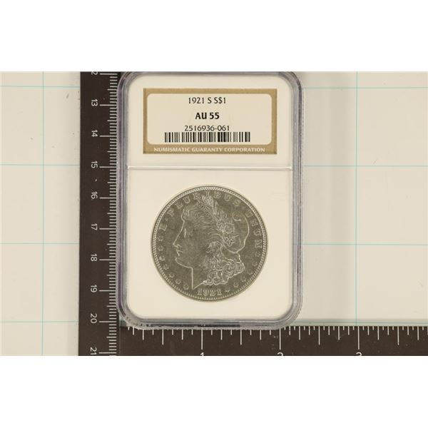 1921-S MORGAN SILVER DOLLAR NGC AU55