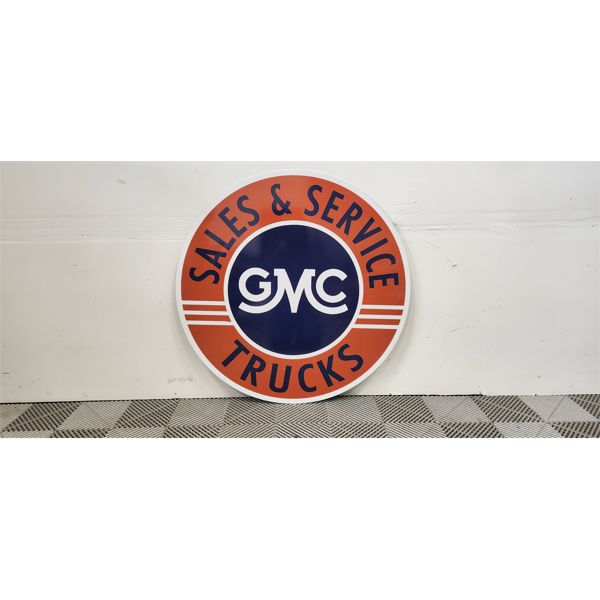 NO RESERVE GMC Sales and service trucks metal sign 3ft by 3ft