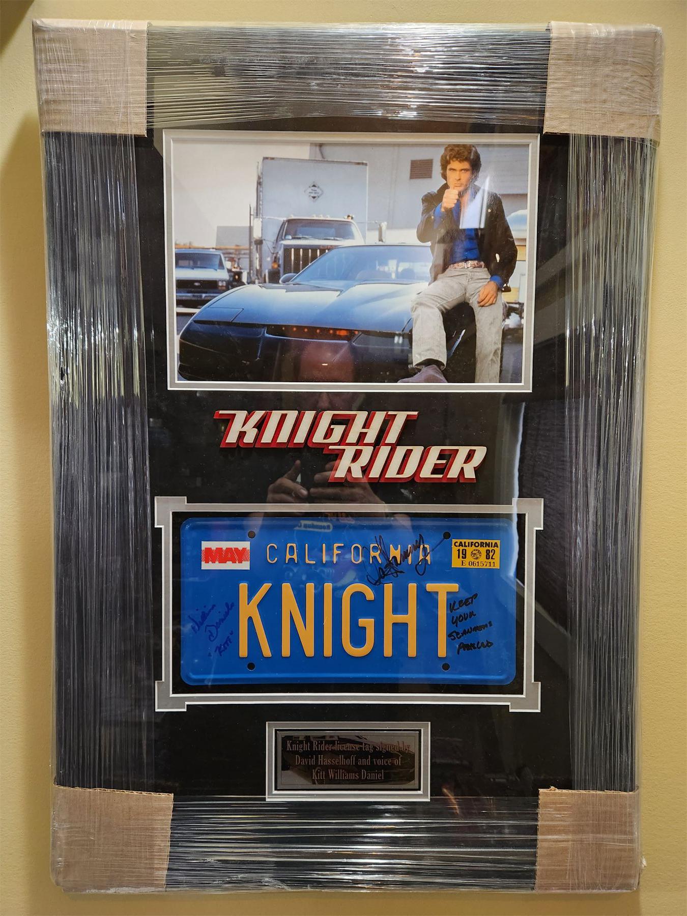NO RESERVE KNIGHT RIDER SIGNED LICENSE PLATE - EG Auctions
