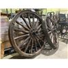 Image 2 : 2 SOLID WOOD & METAL WAGON WHEELS