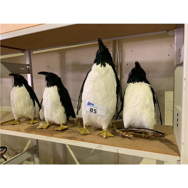 4 ASSORTED SIZE PENGUIN FIGURES