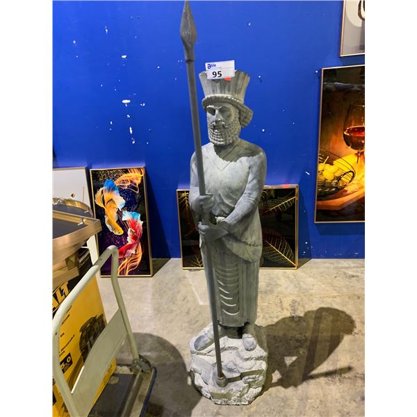 STATUE OF PERSIAN SOLDIER WITH SPEAR APPROX 60  TALL