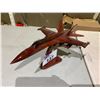 Image 1 : WOODEN MODEL FIGHTER JET ON STAND 14" LONG