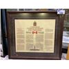 Image 1 : FRAMED CANADIAN CHARTER OF RIGHTS AND FREEDOMS ACT SIGNED BY P.E. TRUDEAU 1981