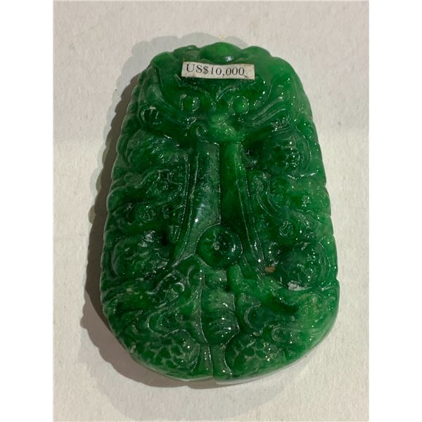 SPINACH GREEN JADEITE DRAGON PENDANT