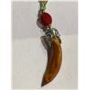 Image 2 : TIBETAN WOLF FANG PENDANT ON JADE BEAD NECKLACE