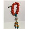 Image 1 : SINO-TIBETAN RED CORAL BEADS BRACELET WITH CONCH SHELL BEAD PENDANT