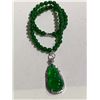 Image 1 : BURMESE SPINACH GREEN JADEITE PENDANT WITH NECKLACE