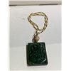 Image 1 : BURMESE MOTTLED GREEN JADE BLESSING PLAQUE PENDANT