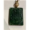 Image 2 : BURMESE MOTTLED GREEN JADE BLESSING PLAQUE PENDANT