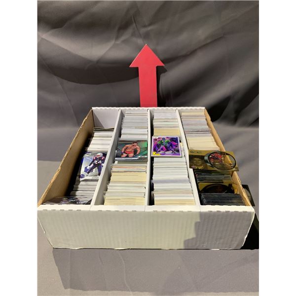 BOX OF ASSORTED COLLECTIBLE CARDS INCLUDING; HOCKEY, MMA, MARVEL & MORE