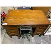 Image 1 : 7 DRAWER DESK WITH ANTIQUE METAL ROLLING OFFICE CHAIR