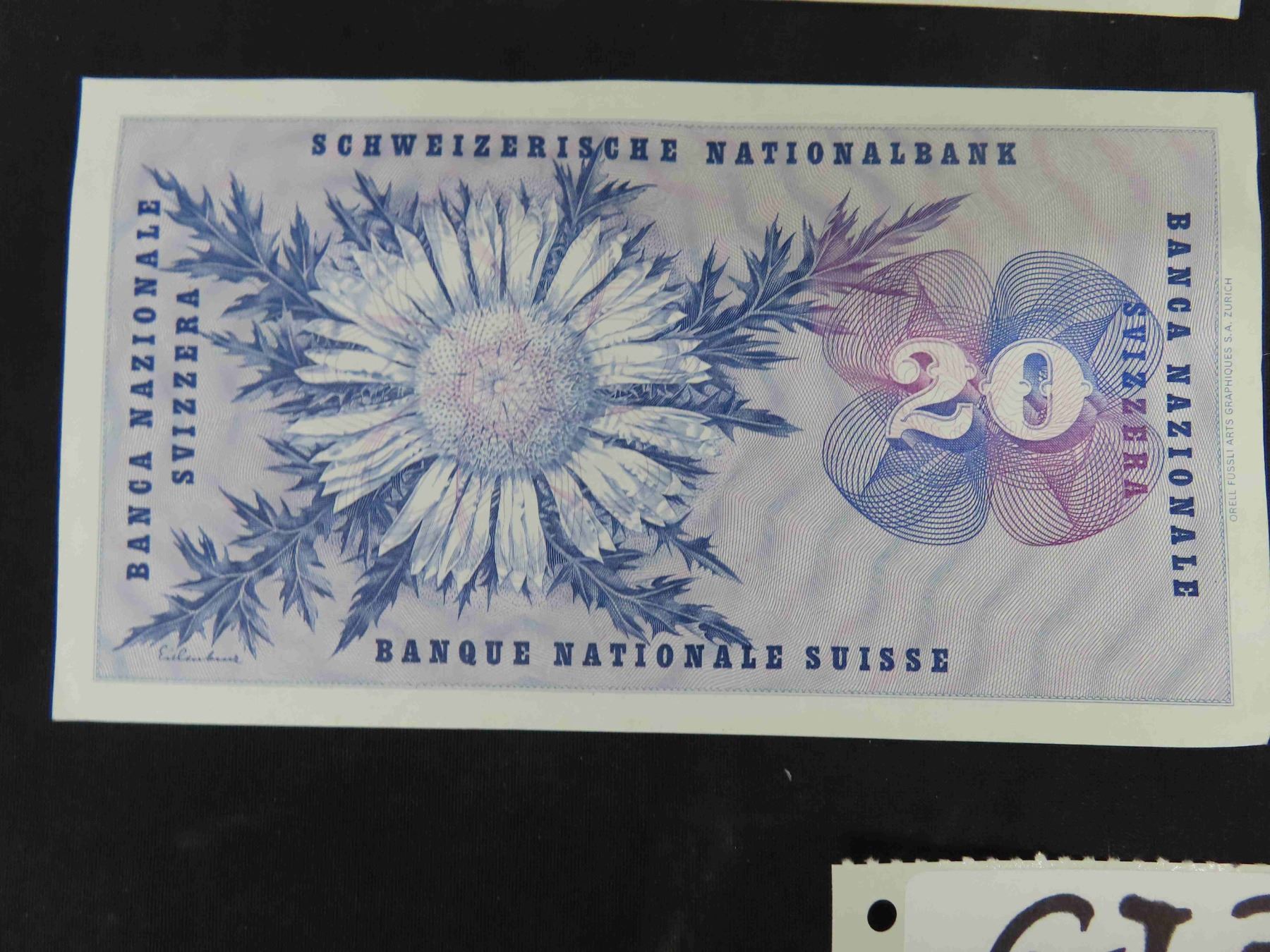 1961 20 Swiss Francs Paper Bills Sequential Serial Number - McSherry ...