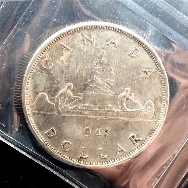 CANADA Dollar 1947 Pointed 7 QHP ICCS Extra Fine
