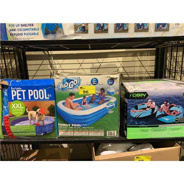 H2OGO! FAMILY POOL PORTABLE XXL PET POOL KIT & 2 TOBIN SPORTS WHITEWATER RUSH RIVER TUBE 2-PACKS