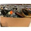 Image 8 : ENTIRE RACK (RACK NOT INCLUDED) OF ASSORTED CLUTCH CHAIR PARTS AND HARDWARE, COMPUTER MONITOR AND
