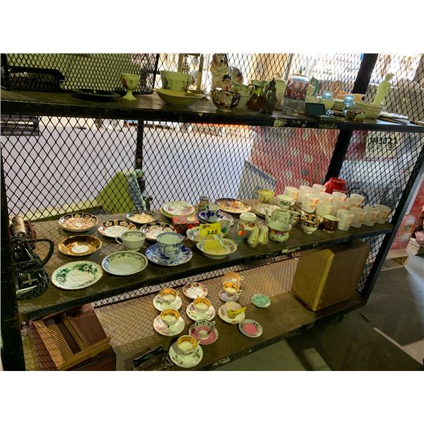 ASSORTED VINTAGE DISHWARE; ROYAL CROWN DERBY, MCDONALDS COFFEE CUPS, TEACUPS, TEAPOTS AND MORE