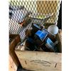 Image 2 : ASSORTED VINTAGE TOOLS IN ACME STEEL CRATES; SHEARS, HAMMERS, VISES AND MORE