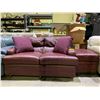 Image 1 : BURGUNDY LEATHER SOFA WITH OTTOMAN (SLIGHTLY DIFFERENT)