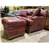 Image 2 : BURGUNDY LEATHER SOFA WITH OTTOMAN (SLIGHTLY DIFFERENT)