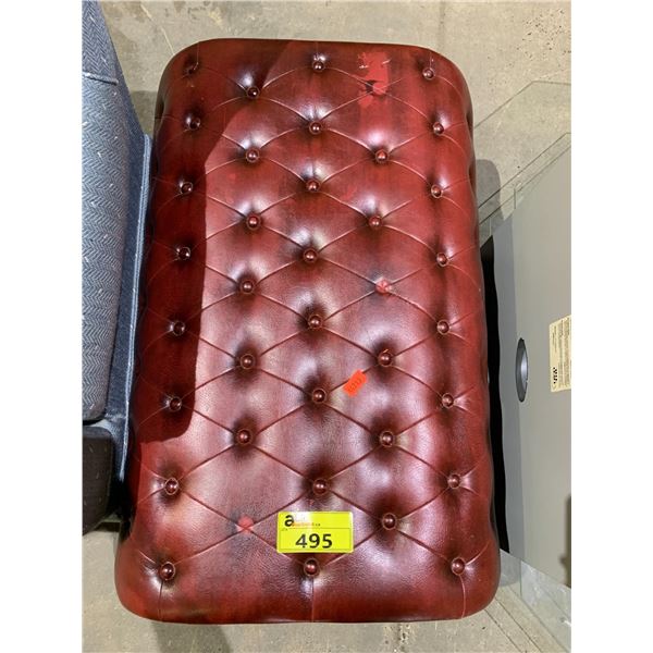 LEATHER BUTTON DETAILED OTTOMAN (SOME DAMAGE)