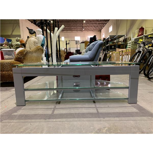 3 TIER GLASS AND METAL TV STAND