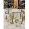 Image 1 : MATCHING BRASS GLASS TOP TABLES